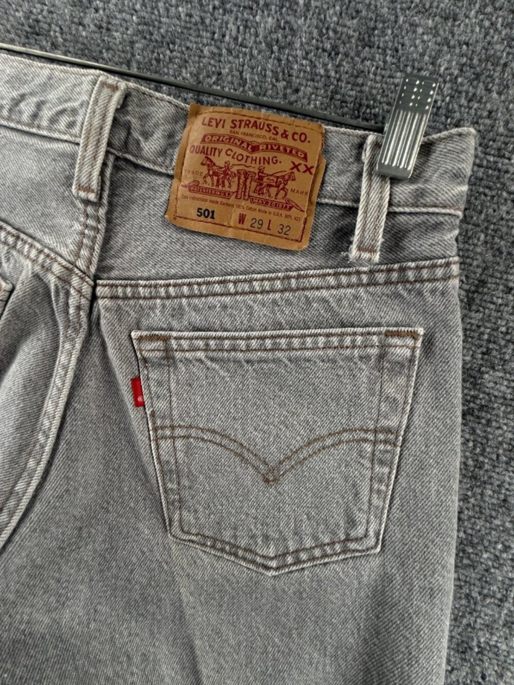 VTG Levis 501 Gray Button Fly USA Made Denim Jeans Adult Cotton ACTL 27X31.5